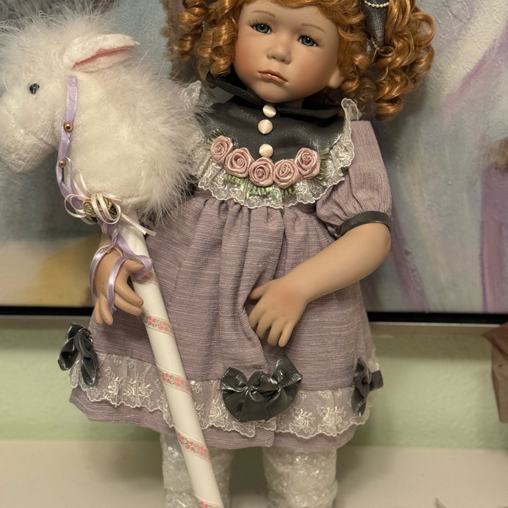 Lavender Doll with White Horse Toy